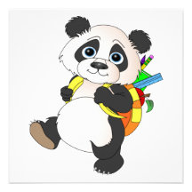 Panda Bear with backpack Personalized Announcement