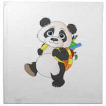Panda Bear with backpack Printed Napkins
