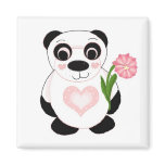 Panda Bear with Flowers Magnets