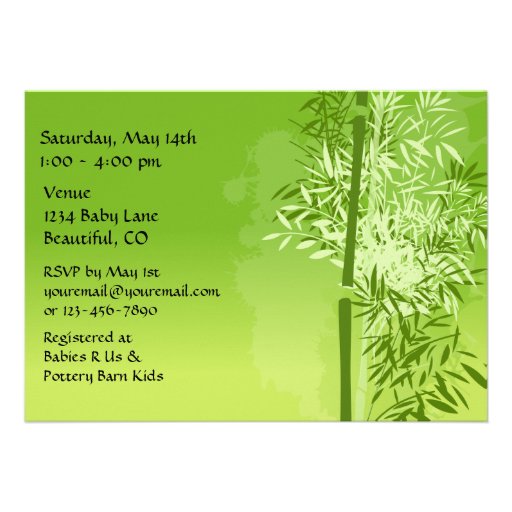 Panda Bears and Bamboo Baby Shower Invitation