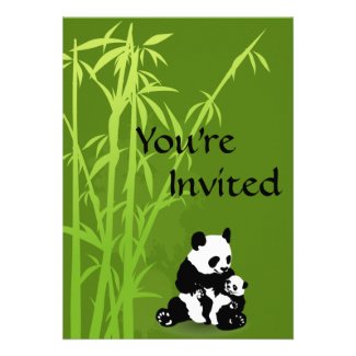 Panda Bears and Bamboo Baby Shower Invitation