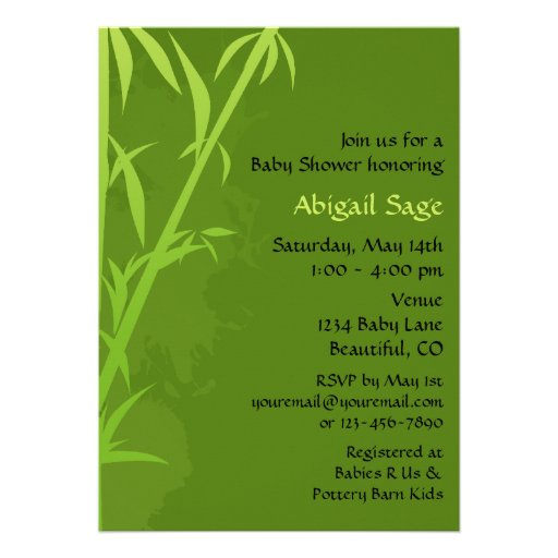 Panda Bears and Bamboo Baby Shower Invitation
