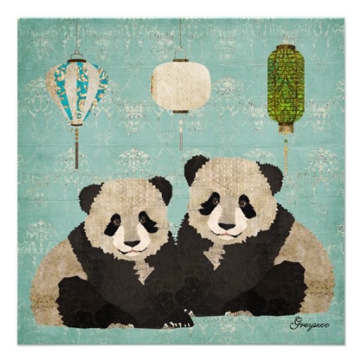 Panda Bears Baby Invitation