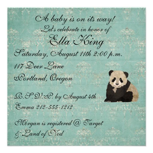 Panda Bears Baby Invitation