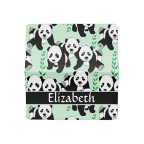 Panda Bears Graphic Pattern to Personalize Checkbook Cover