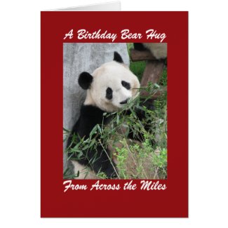 Panda Birthday Bear Hug Across the Miles Card Red