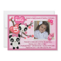 Panda birthday invitation pink black (photo)