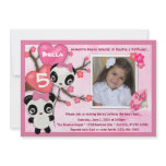 Panda birthday invitation pink black (photo)