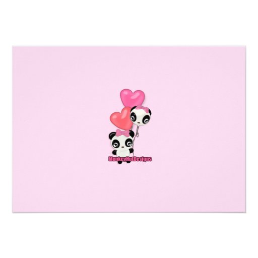 Panda birthday invitation pink black (photo)