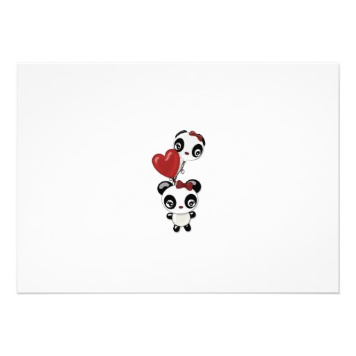 Panda birthday invitation red black (photo)