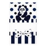 Panda Blue Glitter Dots & Stripes Baby Shower Customized Stationery