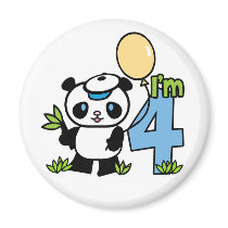Panda Boy 4th Birthday Refrigerator Magnet