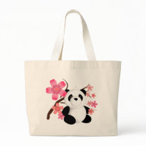 Panda Cherry Blossoms Tote Bag