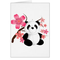 Panda Cherry Blossoms Cards