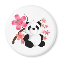 Panda Cherry Blossoms Refrigerator Magnet