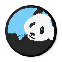 panda. color customizable circle. refrigerator magnet