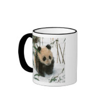 Panda cub on snow, Wolong, Sichuan, China 2 Coffee Mug