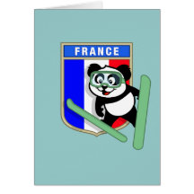 Panda de Esquí-salto de Francia Felicitaciones