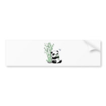 Panda Eating Bamboo Bumper Sticker