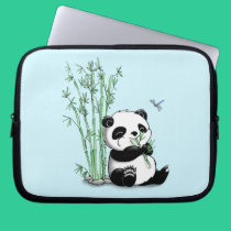 Panda Eating Bamboo laptop sleeves