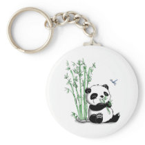 Panda Eating Bamboo Key Chains
