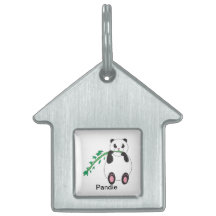 Panda Eating Bamboo Pet Tag