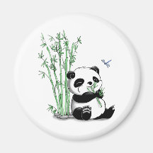 Panda Eating Bamboo Refrigerator Magnets