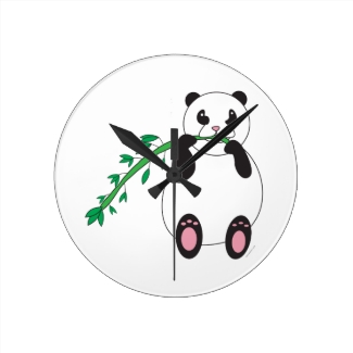 Panda Eating Bamboo Wall Clock