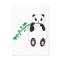 Panda Eating Bamboo Wrapped Canvas Canvas Print