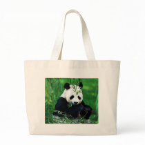 Panda Eating Leaves Canvas Bags