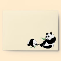 Panda Family Eating Green Bamboo Shoots Envelope