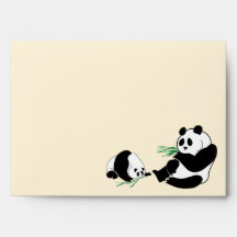 Panda Family Eating Green Bamboo Shoots Envelope