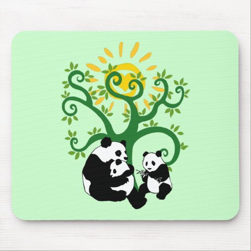 Panda Family Tree Mouse Pad