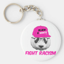 PANDA FIGHT RACISM KEYCHAIN