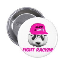 PANDA FIGHT RACISM PINS