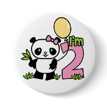 Panda Girl 2nd Birthday Pinback Button