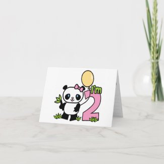 Panda Girl 2nd Birthday Invitations Card