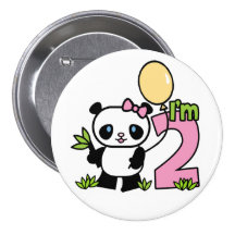Panda Girl 2nd Birthday Pinback Button