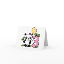 Panda Girl 3rd Birthday Invitations Cards