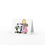 Panda Girl 5th Birthday Invitations cards