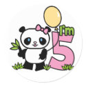 Panda Girl 5th Birthday stickers