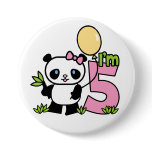 Panda Girl 6th Birthday Pinback Buttons