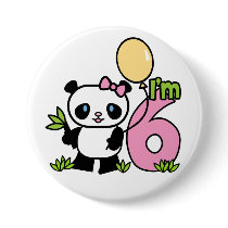 Panda Girl 6th Birthday Pins