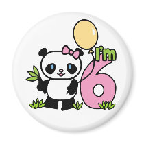 Panda Girl 6th Birthday magnets by Kewlkids Panda Girl 6th Birthday magnets