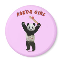 Panda Girl Cricket Magnet