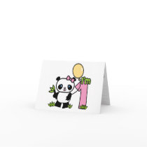 Panda Girl First Birthday Invitations Greeting Cards