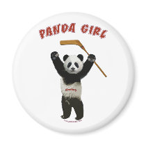 Panda Girl Hockey Bear Magnet