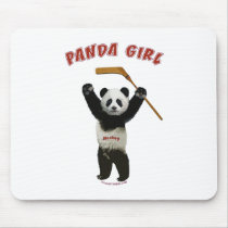 Panda Girl Hockey Bear Mousepads