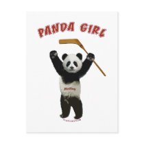 Panda Girl Hockey Bear Postcards