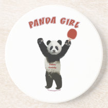 Panda Girl Ping Pong Beverage Coaster